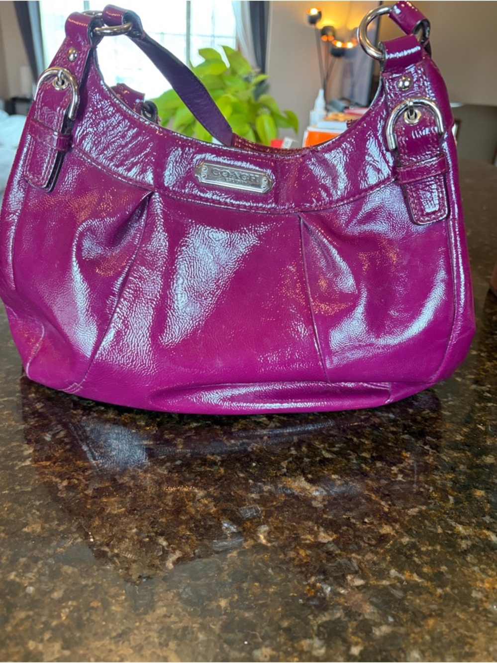 Coach Patent Shoulder Bag - Fuchsia